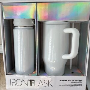 White Iridescent Water Bottle and Tumbler Set